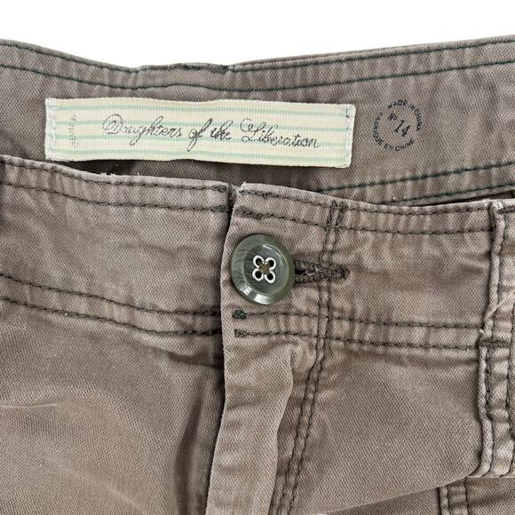 Anthropologie Y2K Green Cargo Pants Size 14 Grunge Indie Distressed - Picture 5 of 9